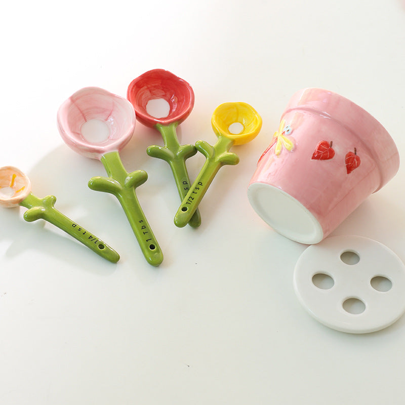 Ceramic Flower Measuring Spoon Set