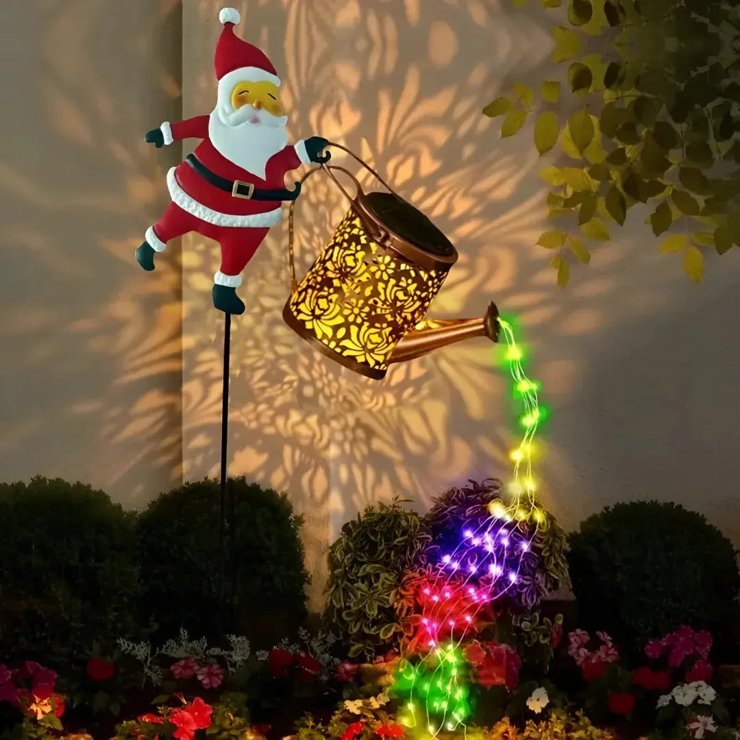 Solar Santa Watering Can Christmas Garden Light