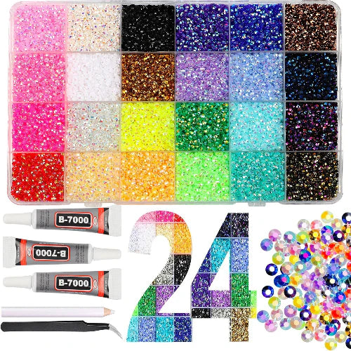 ✨ DIY Nail Flatback Rhinestones Kit| 40.000+ AB Crystal Gems with Adhesive & Pickup Tool for Salon-Quality Nail Art-8YF7