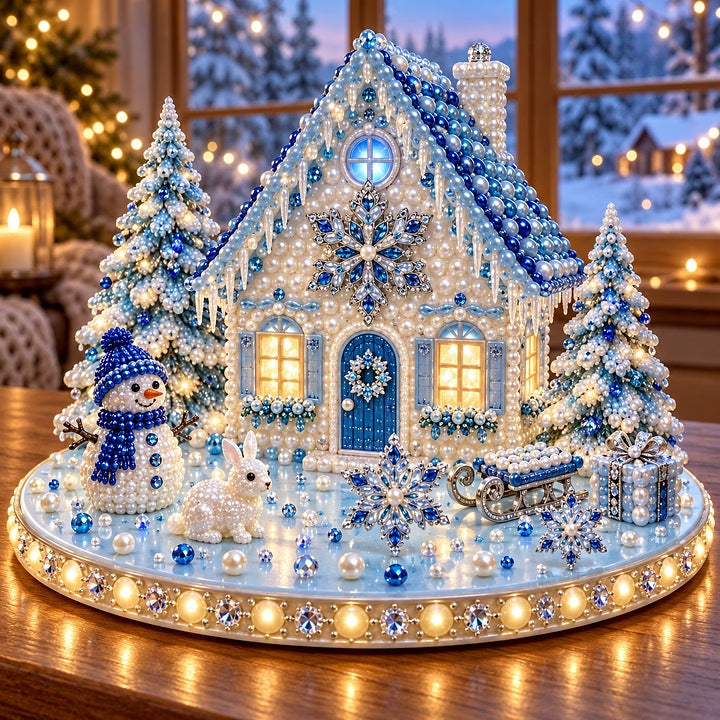 DIY Christmas Village Gem Art Kit for Handmade Holiday Decor