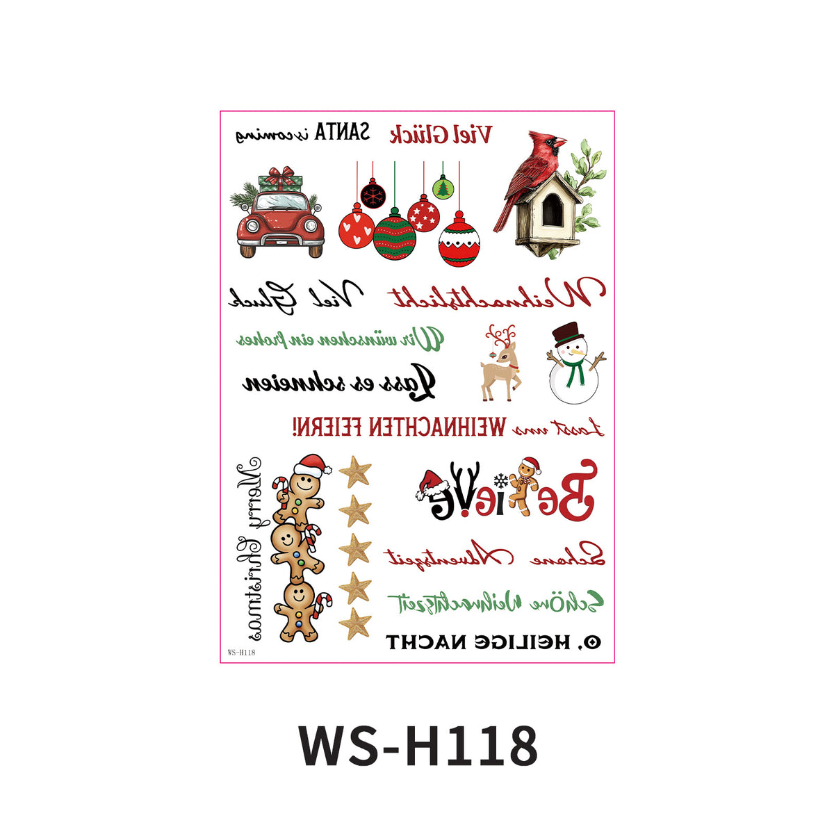 Christmas Candle Transfer Tattoo Set – 9 Sheets