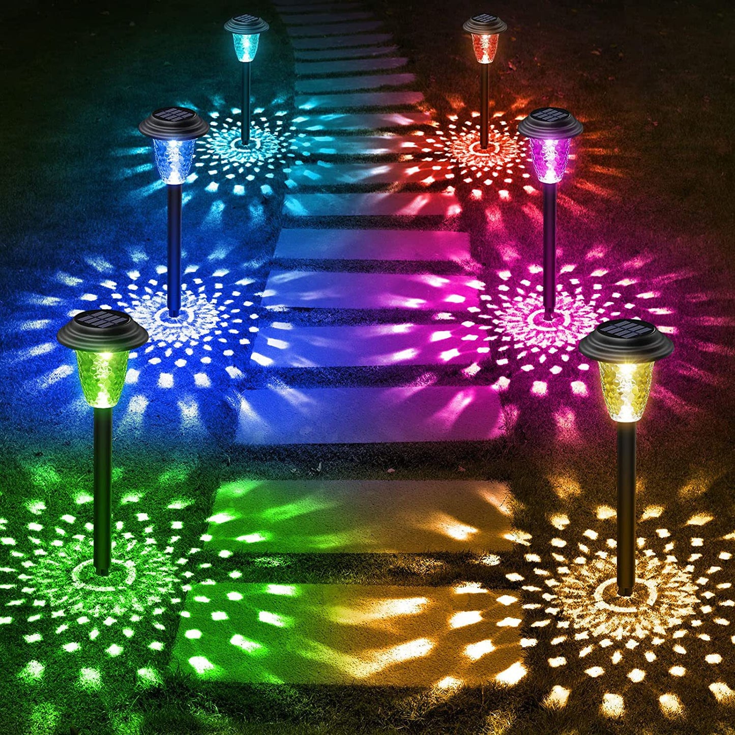 Rainbow Solar Projection Garden Lights – 2 Pack