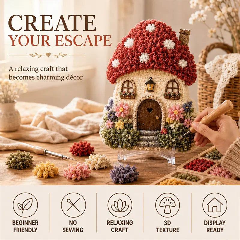 Whimsical Village Fabric Poke Art DIY Kit