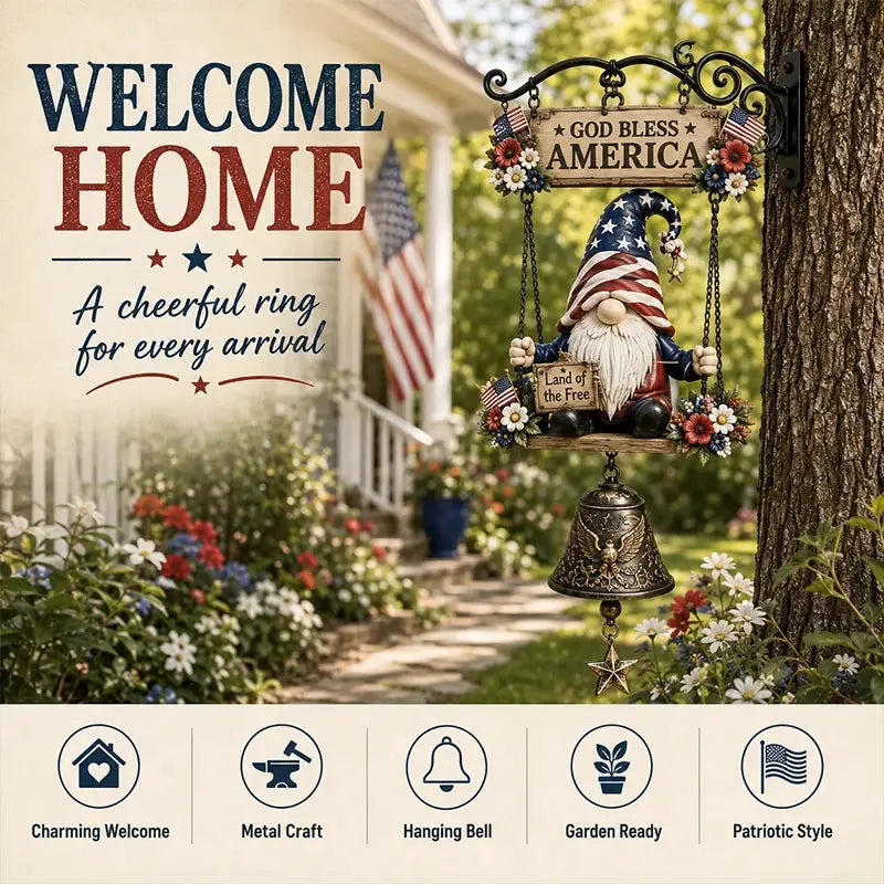Hand-Painted Gnome Welcome Garden Bell
