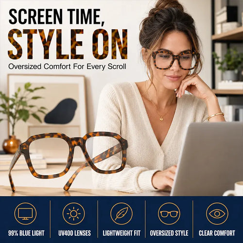 Oversized Blue-Light Fashion Glasses