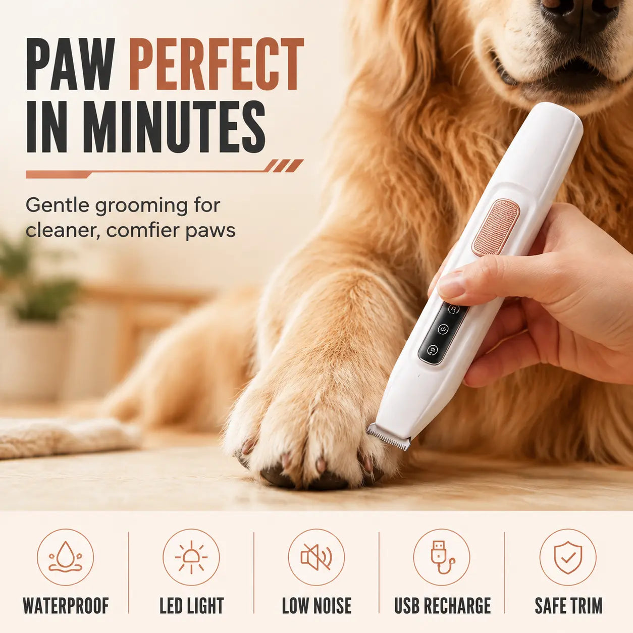 Waterproof LED Pet Paw Trimmer Set