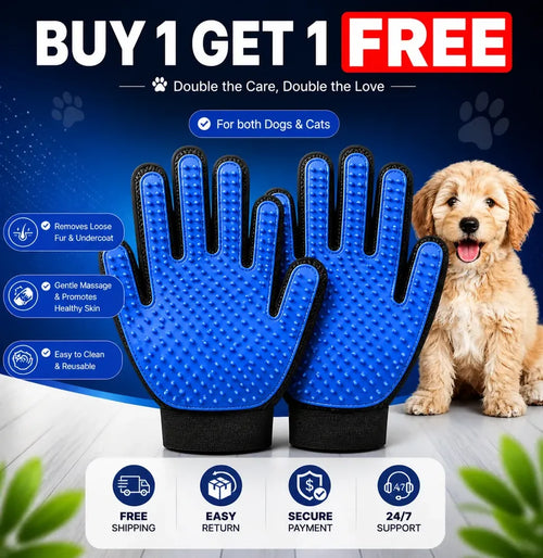 Double-Sided Pet Grooming Gloves – Left & Right Pair - image 1