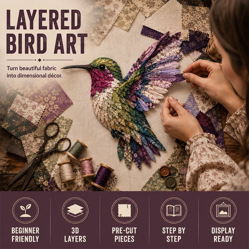 DIY Patchwork Bird & Flower Basket Hanging Ornament Kit