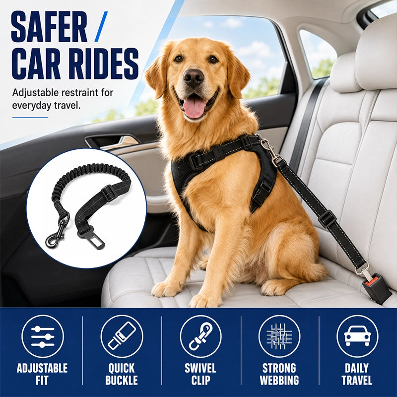 Adjustable Dog Car Seat Belt with Locking Clip