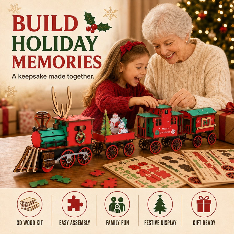 DIY Christmas Wooden Train 3D Puzzle Kit