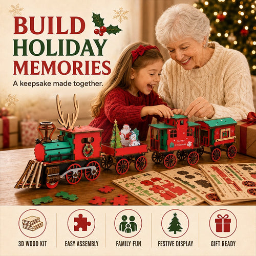 DIY Christmas Wooden Train 3D Puzzle Kit