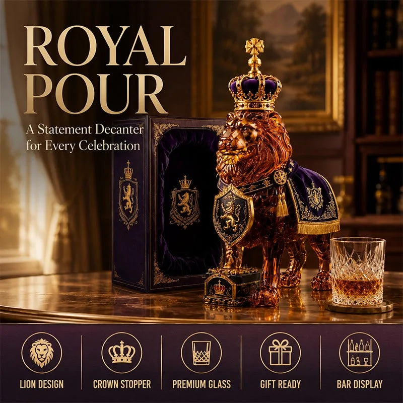 Royal Lion Glass Whiskey Decanter Set