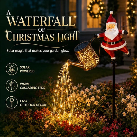 Solar Santa Watering Can Christmas Garden Light