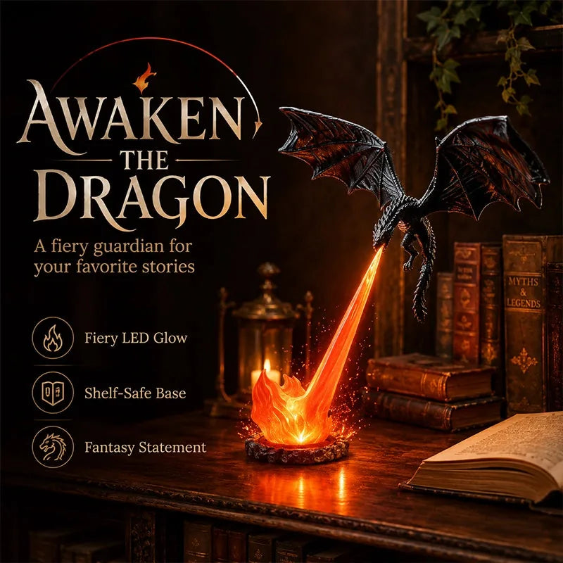 Lighted Dragon Book Nook Corner Figurine