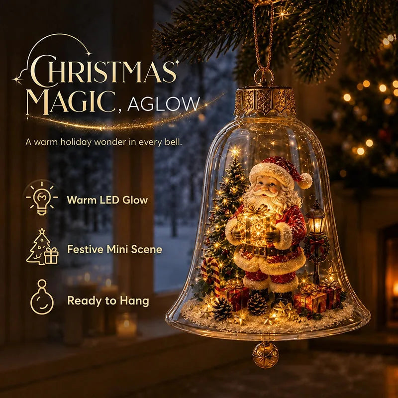 Lighted Christmas Bell Mini Scene Ornament