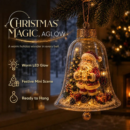 Lighted Christmas Bell Mini Scene Ornament