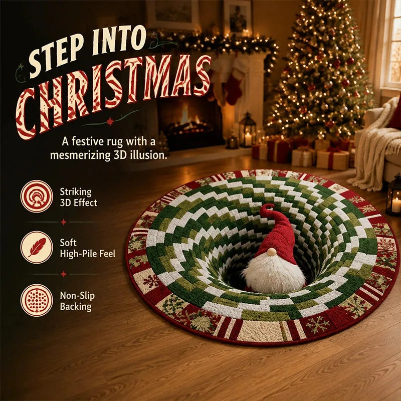 Christmas 3D Optical Illusion Round Floor Mat – 80 cm