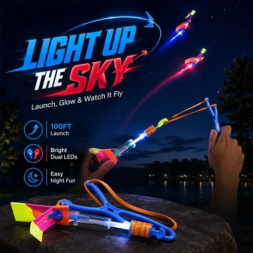 LED Slingshot Helicopter Flyers – 10-Piece Night Set
