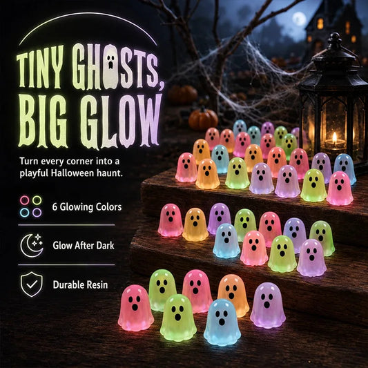 Glow-in-the-Dark Mini Ghost Beads – 12-Piece Color Set