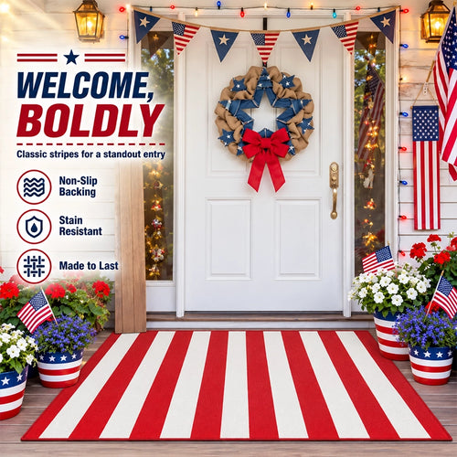 Striped Non-Slip Holiday Doormat – 7 Designs