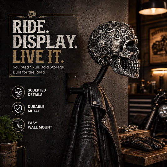 Skull Motorcycle Helmet Wall Mount