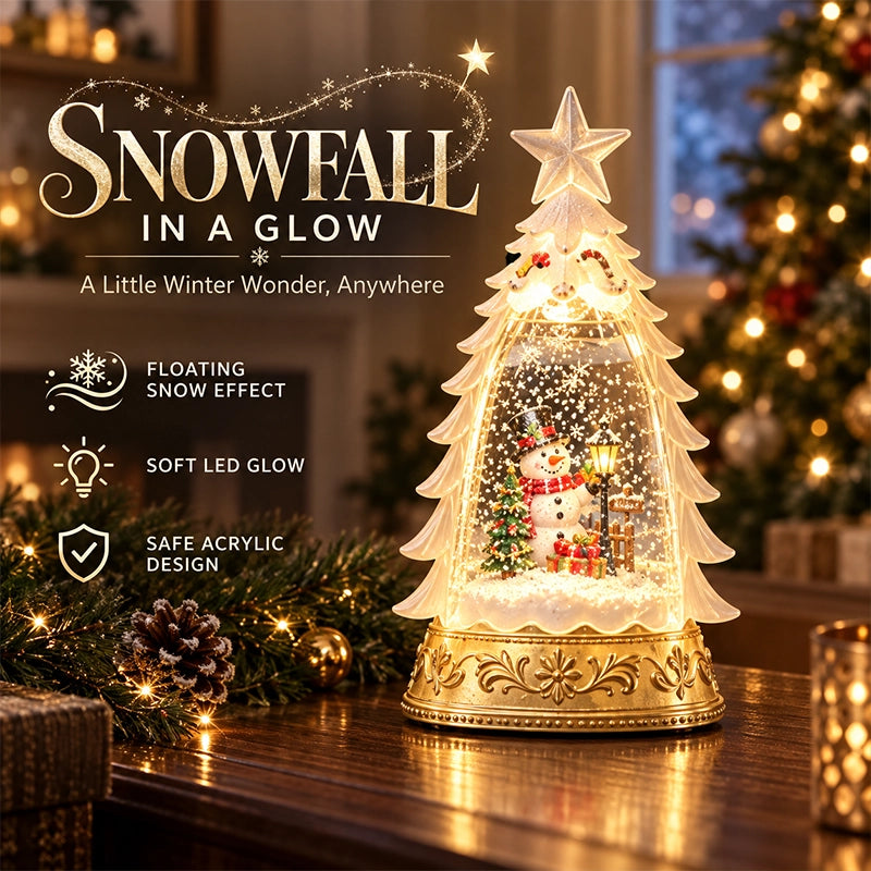 Lighted Christmas Tree Snow-Globe Ornament