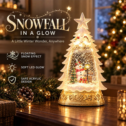 Lighted Christmas Tree Snow-Globe Ornament