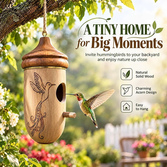 Handmade Beechwood Acorn Hummingbird House
