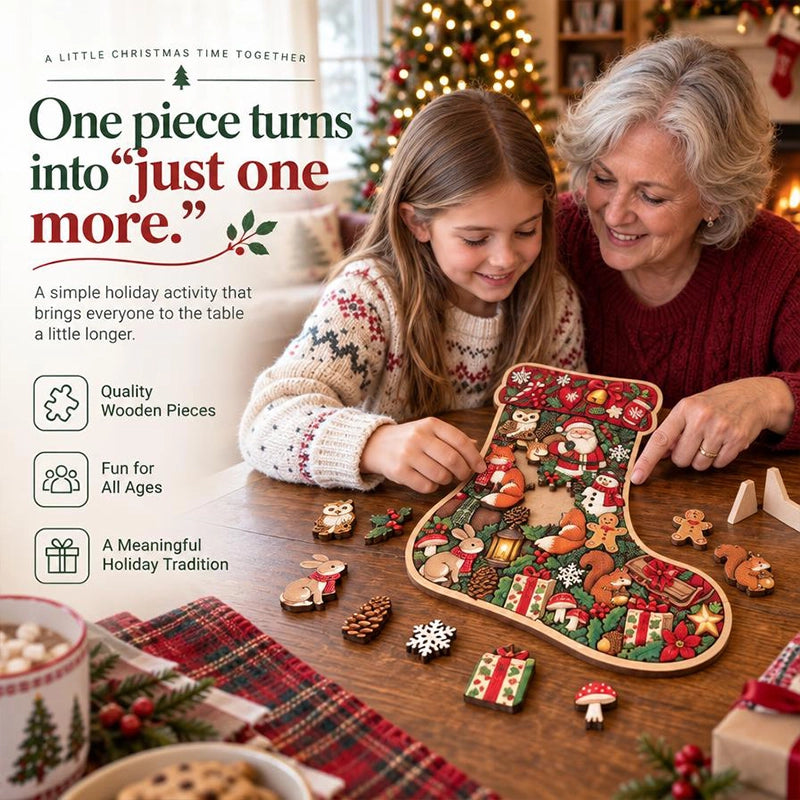 Christmas Keepsake Wooden Puzzle Ornament for Family Traditions