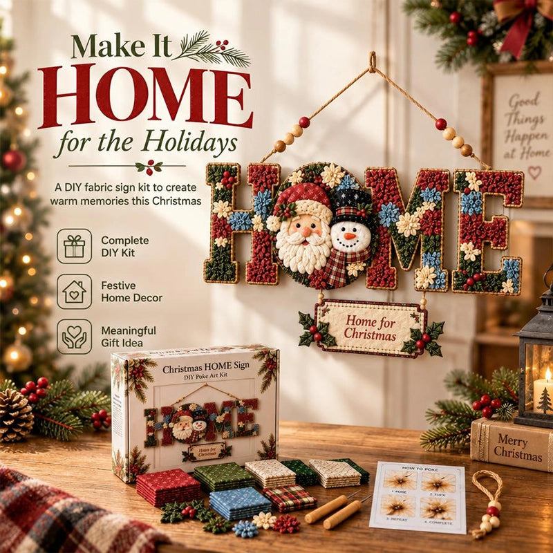 DIY Fabric Poke Art HOME Sign Kit for No-Sew Seasonal Decorating