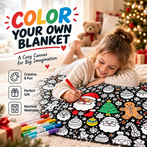 Washable Christmas Coloring Blanket for Creative Family Holiday Fun