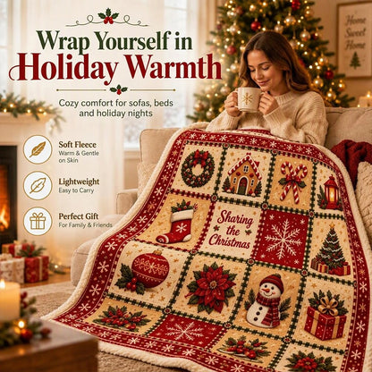 Vintage Christmas Patchwork Throw Blanket for Cozy Holiday Evenings