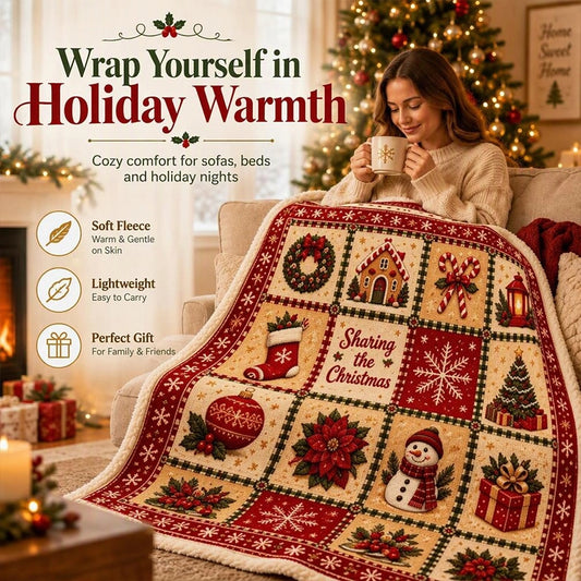 Vintage Christmas Patchwork Throw Blanket for Cozy Holiday Evenings