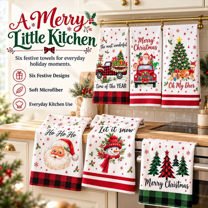 Christmas Kitchen Towel Set in Festive Prints