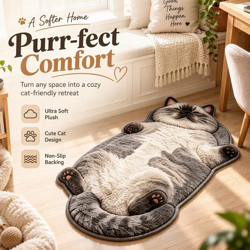 Cat-Shaped Accent Rug, 60 × 90 cm