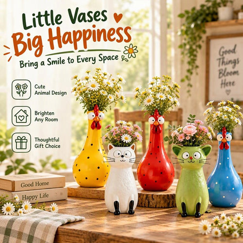 Whimsical Chicken or Cat Flower Vase for Home Decor