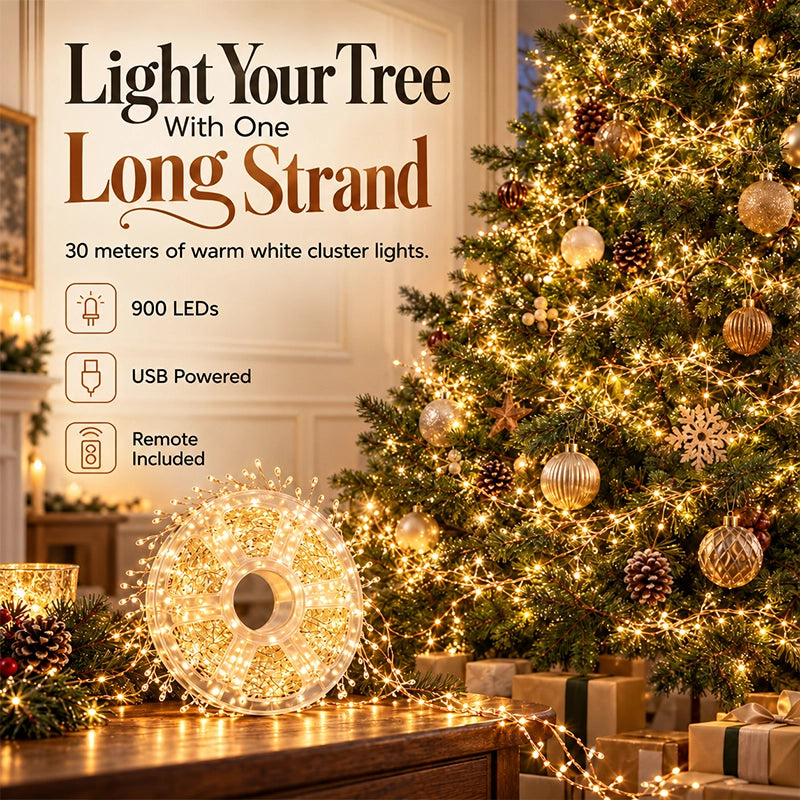 30 m Christmas Tree LED String Lights with USB Remote Control