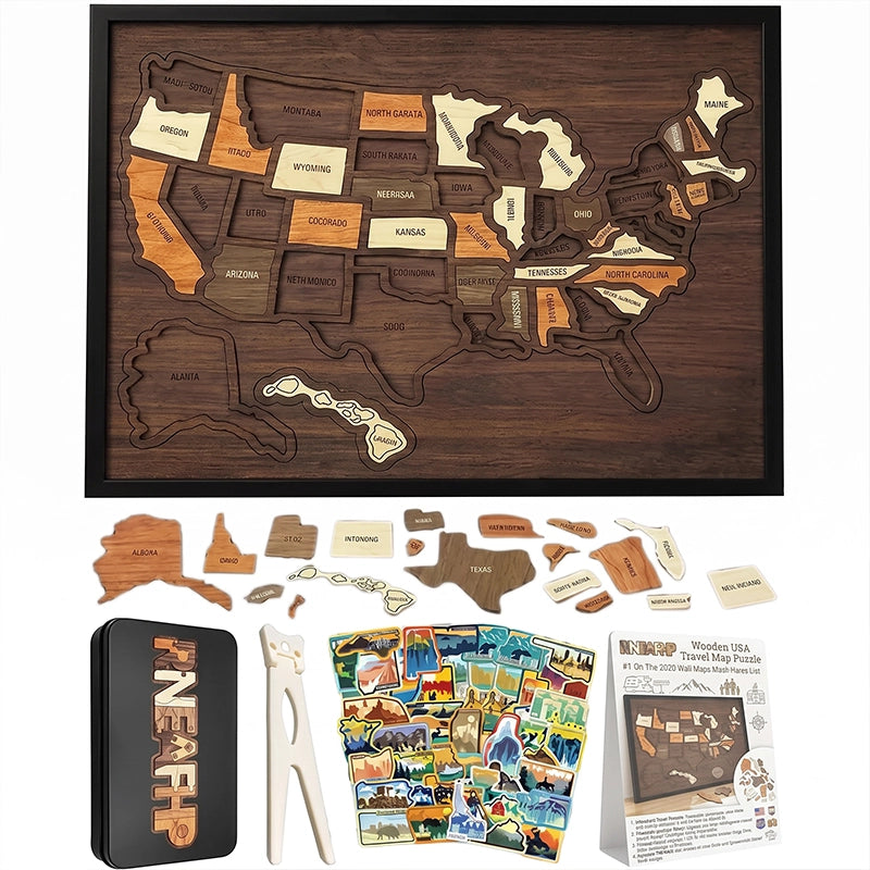 Wooden USA Travel Map Puzzle