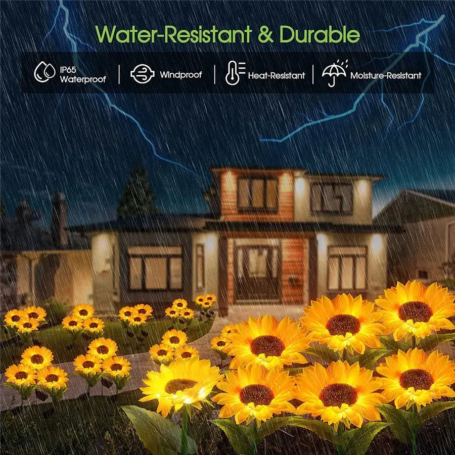 Solar Sunflower LED Lights Outdoor 2 Pack