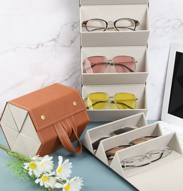 Sunglasses Organizer 6 Slots Travel Glasses Case