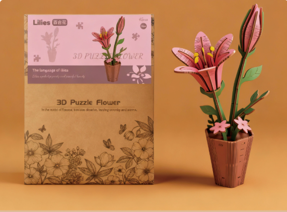 3D Wooden Flower Puzzle 2-Pack