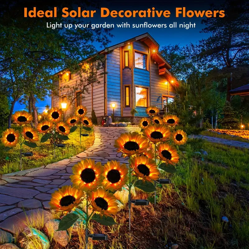 Solar Sunflower LED Lights Outdoor 2 Pack