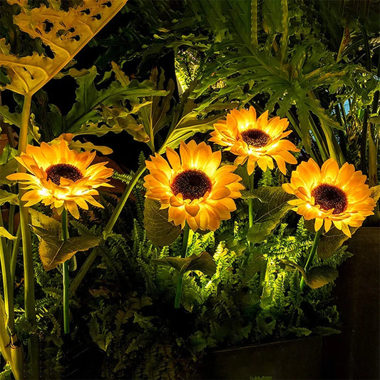 Solar Sunflower LED Lights Outdoor 2 Pack