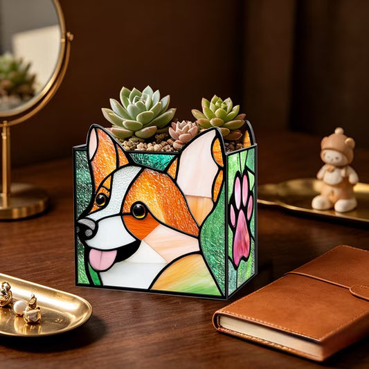 Stained-Glass-Style Acrylic Pen Holder for Colorful Desk Décor