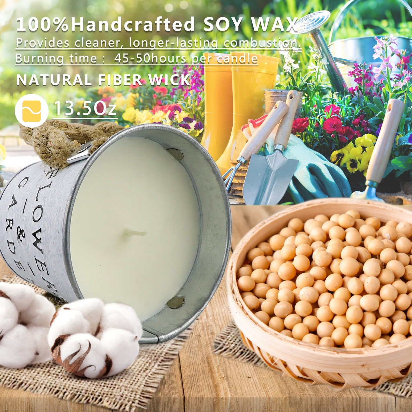 WOW LIFE 2X pack. 2x50hours .100Hours Burn Time. flower pot.Citronella Scented Candle. reuse garden flower pot