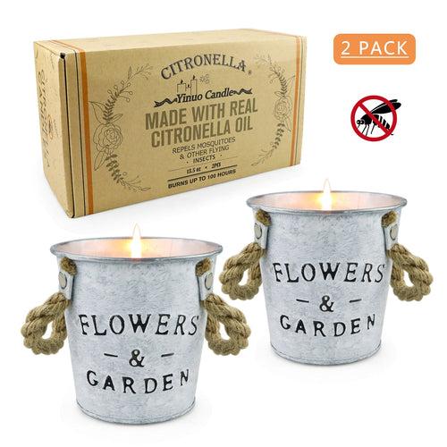WOW LIFE 2X pack. 2x50hours .100Hours Burn Time. flower pot.Citronella Scented Candle. reuse garden flower pot