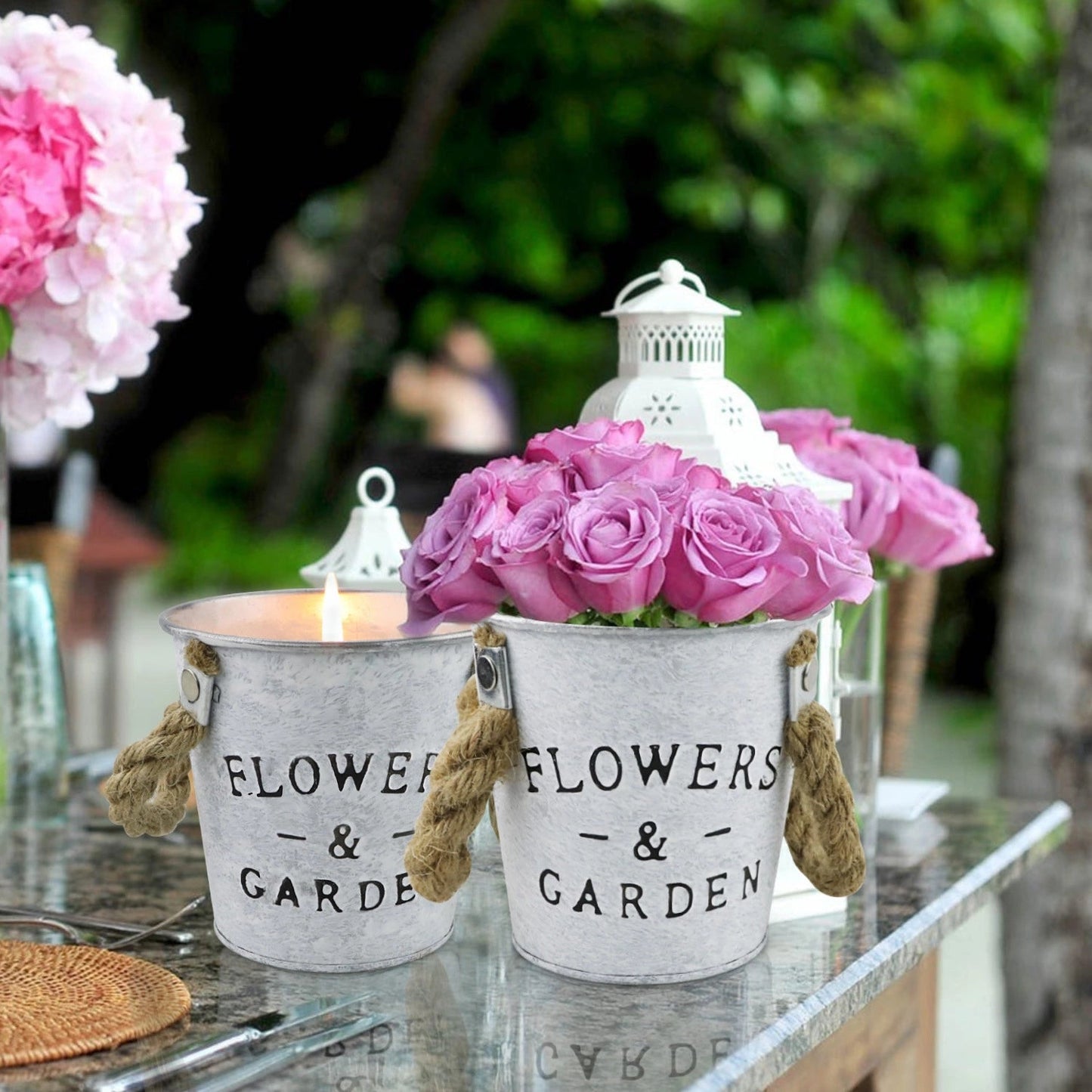 WOW LIFE 2X pack. 2x50hours .100Hours Burn Time. flower pot.Citronella Scented Candle. reuse garden flower pot