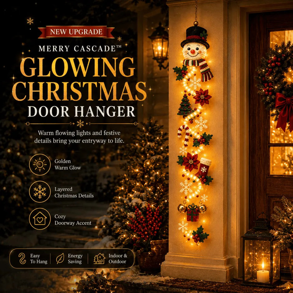 Snowman lighted Christmas door hanger