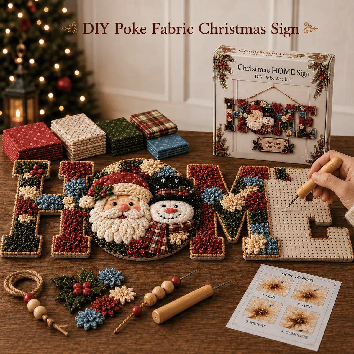 DIY Fabric Poke Art HOME Sign Kit for No-Sew Seasonal Decorating