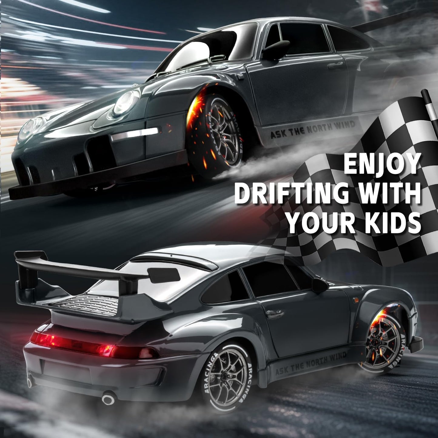 1/24 4WD RC Drift Car – 20KM/H High-Speed with LED Lights